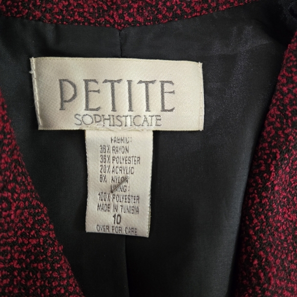 RETRO PETITE SOPHISTICATE Red Tweed three button blazer Size 10 - Picture 6 of 8